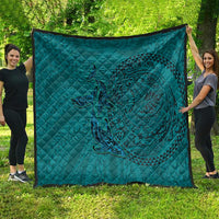 Hawaiian Whales Polynesian Art Motifs Quilt Turquoise Color - Polynesian Pride