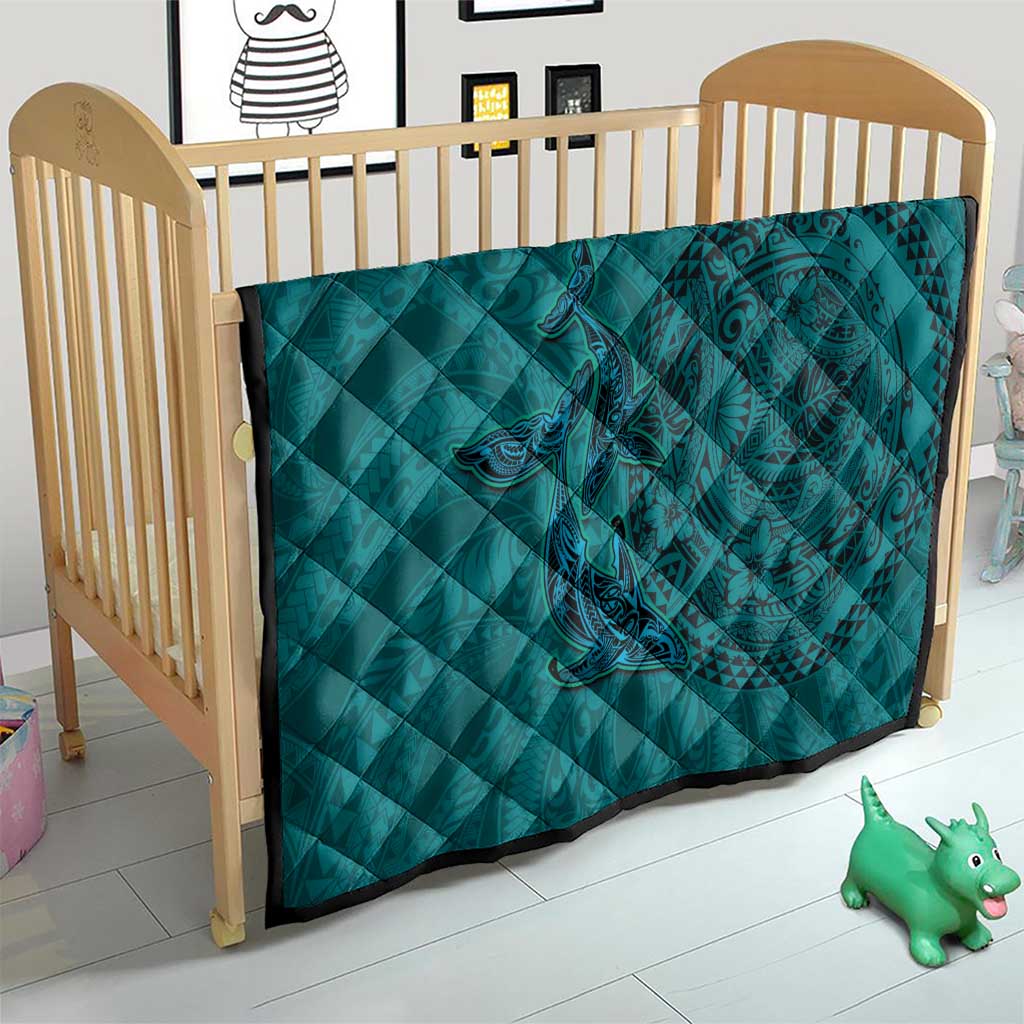 Hawaiian Whales Polynesian Art Motifs Quilt Turquoise Color - Polynesian Pride