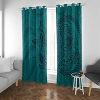 Hawaiian Whales Polynesian Art Motifs Window Curtain Turquoise Color - Polynesian Pride