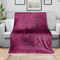Hawaiian Whales Polynesian Art Motifs Blanket Pink Color - Polynesian Pride