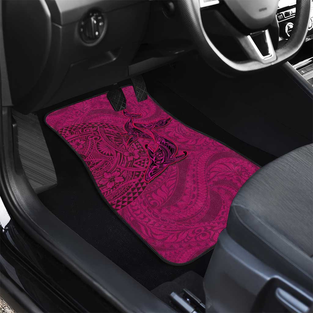Hawaiian Whales Polynesian Art Motifs Car Mats Pink Color - Polynesian Pride