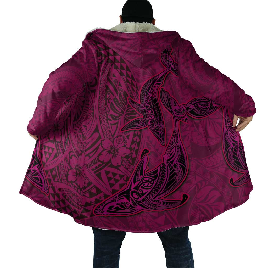 Hawaiian Whales Polynesian Art Motifs Cloak Pink Color - Polynesian Pride