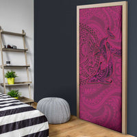 Hawaiian Whales Polynesian Art Motifs Door Cover Pink Color - Polynesian Pride