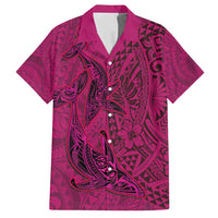 Hawaiian Whales Polynesian Art Motifs Family Matching Summer Maxi Dress and Hawaiian Shirt Pink Color - Polynesian Pride