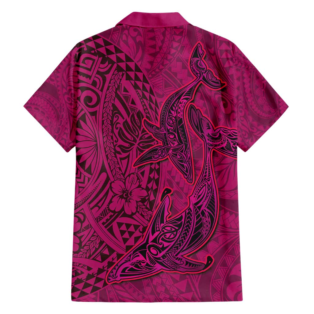 Hawaiian Whales Polynesian Art Motifs Hawaiian Shirt Pink Color - Polynesian Pride