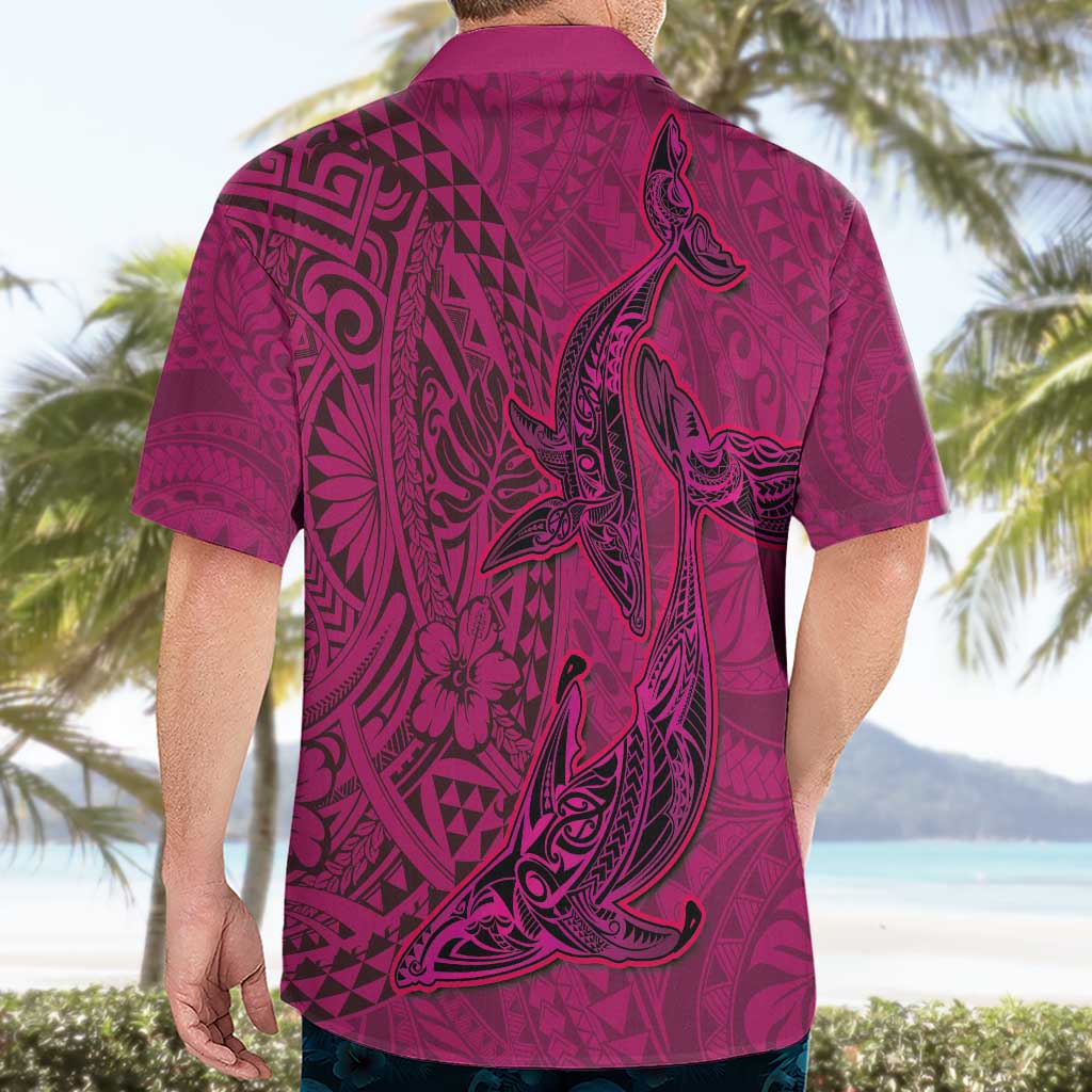Hawaiian Whales Polynesian Art Motifs Hawaiian Shirt Pink Color - Polynesian Pride