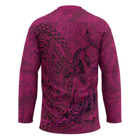 Hawaiian Whales Polynesian Art Motifs Hockey Jersey Pink Color - Polynesian Pride