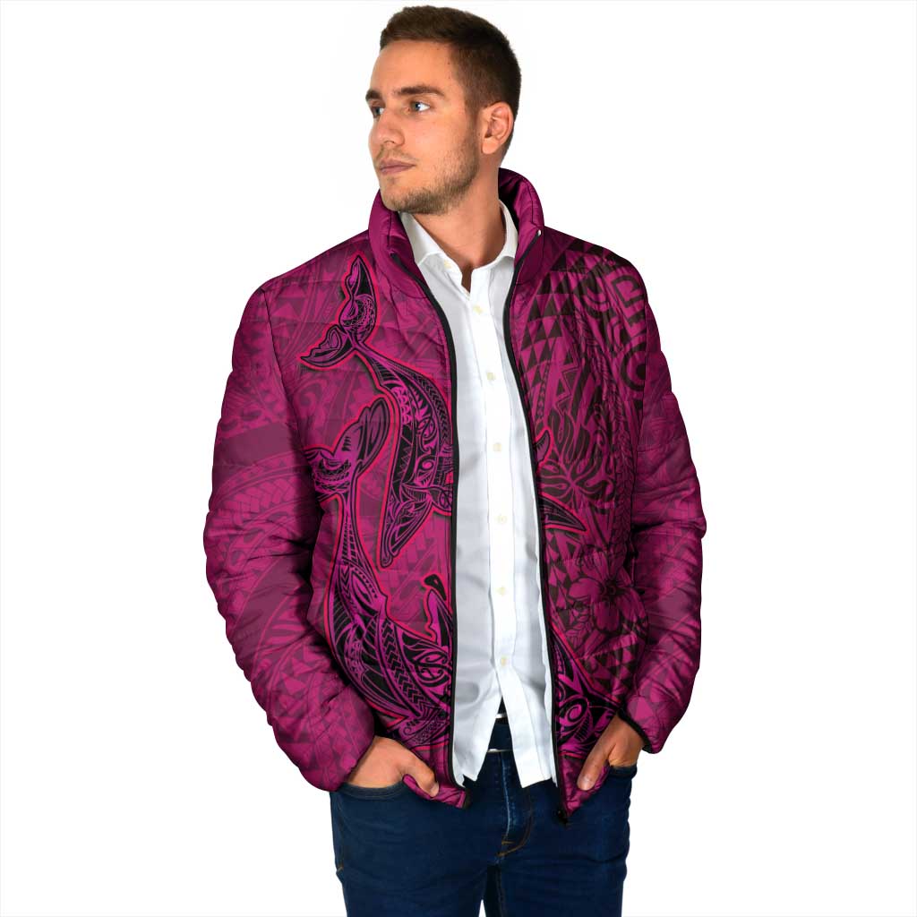 Hawaiian Whales Polynesian Art Motifs Padded Jacket Pink Color - Polynesian Pride
