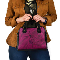 Hawaiian Whales Polynesian Art Motifs Shoulder Handbag Pink Color - Polynesian Pride