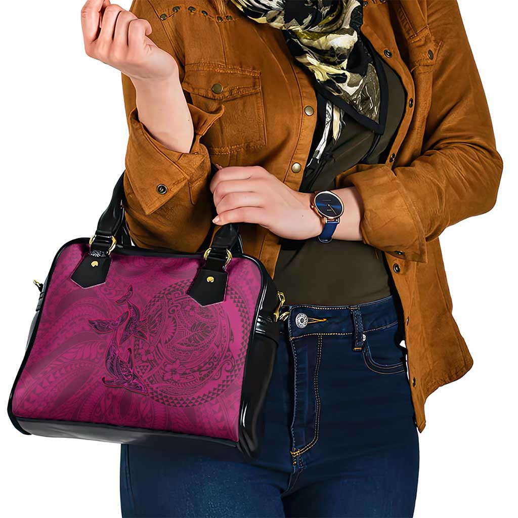 Hawaiian Whales Polynesian Art Motifs Shoulder Handbag Pink Color - Polynesian Pride