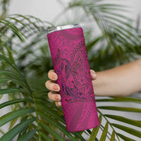 Hawaiian Whales Polynesian Art Motifs Skinny Tumbler Pink Color - Polynesian Pride