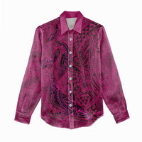 Hawaiian Whales Polynesian Art Motifs Women Casual Shirt Pink Color - Polynesian Pride