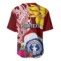 Custom Northern Mariana Islands Christmas Baseball Jersey Funny Santa Hug Latte Stone Ylang-ylang and Polynesia Pattern Red LT03 - Polynesian Pride