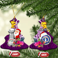 Custom Northern Mariana Islands Christmas Ceramic Ornament Funny Santa Hug Latte Stone Ylang-ylang and Polynesia Pattern Pink LT03 Christmas Tree Pink - Polynesian Pride