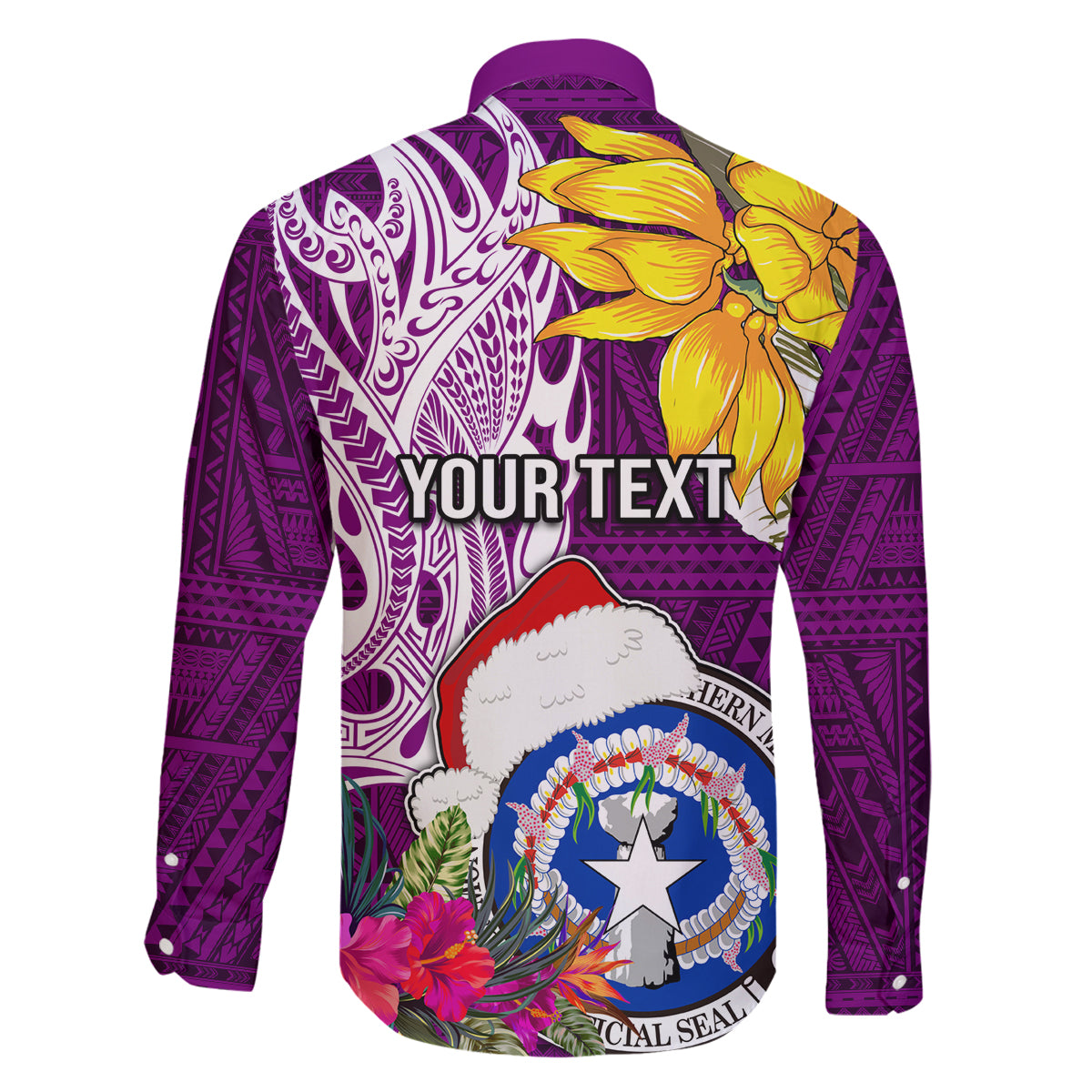 Custom Northern Mariana Islands Christmas Family Matching Off Shoulder Long Sleeve Dress and Hawaiian Shirt Funny Santa Hug Latte Stone Ylang-ylang and Polynesia Pattern Pink LT03 - Polynesian Pride