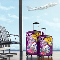 Custom Northern Mariana Islands Christmas Luggage Cover Funny Santa Hug Latte Stone Ylang-ylang and Polynesia Pattern Pink LT03 - Polynesian Pride