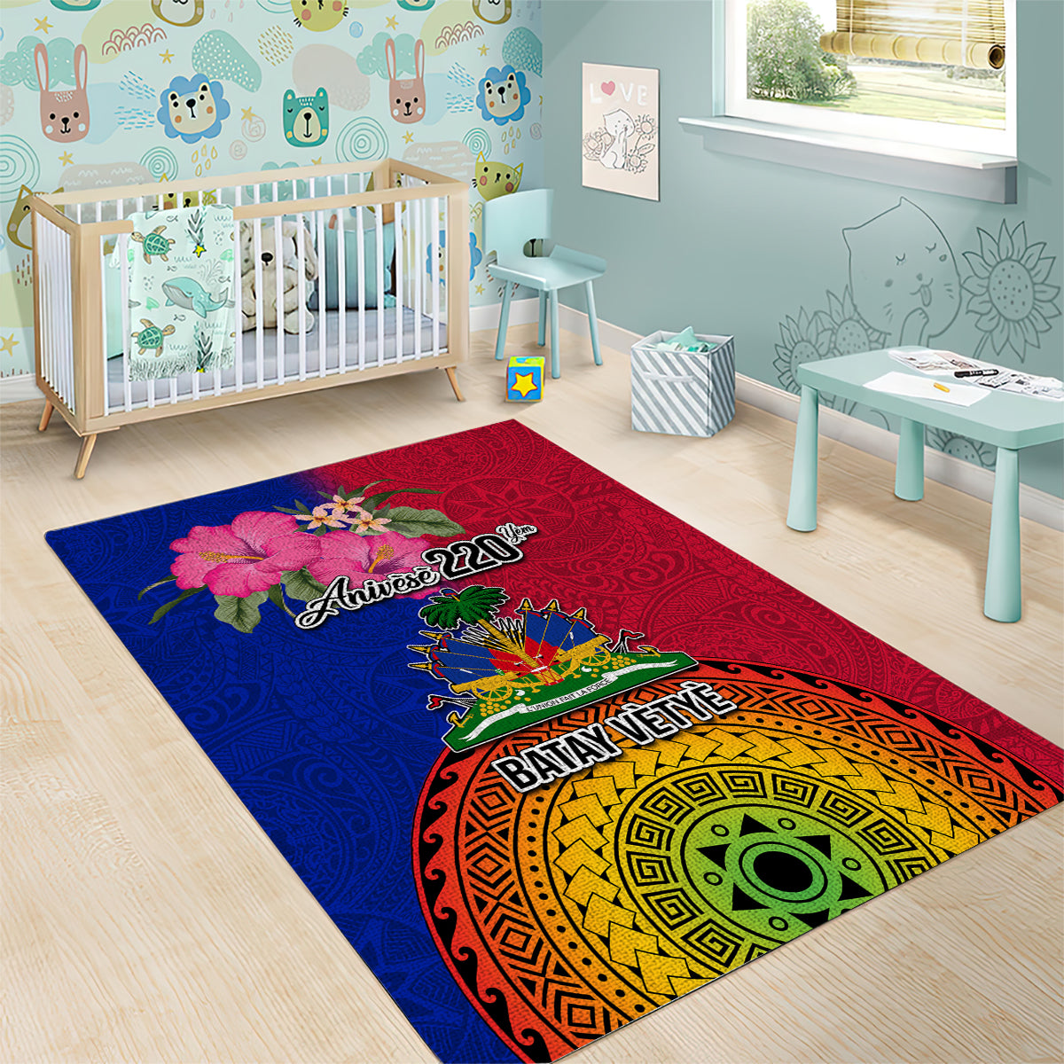 Haiti Battle of Vertieres Area Rug The Haitian Revolution 220th Anniversary Polynesian Style LT03 - Polynesian Pride