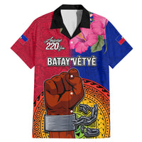 Haiti Battle of Vertieres Family Matching Mermaid Dress and Hawaiian Shirt The Haitian Revolution 220th Anniversary Polynesian Style LT03 Dad's Shirt - Short Sleeve Red - Polynesian Pride