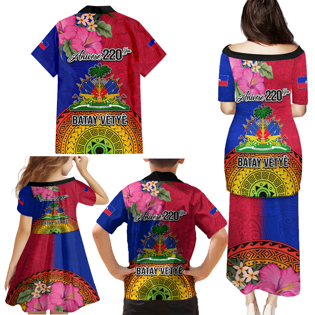 Haiti Battle of Vertieres Family Matching Puletasi Dress and Hawaiian Shirt The Haitian Revolution 220th Anniversary Polynesian Style LT03 - Polynesian Pride