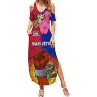 Haiti Battle of Vertieres Family Matching Summer Maxi Dress and Hawaiian Shirt The Haitian Revolution 220th Anniversary Polynesian Style LT03 Mom's Dress Red - Polynesian Pride