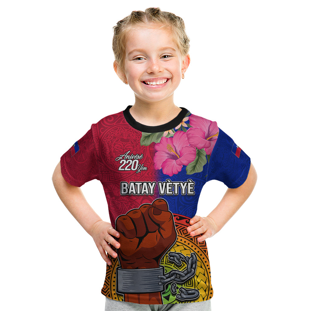 Haiti Battle of Vertieres Kid T Shirt The Haitian Revolution 220th Anniversary Polynesian Style LT03 Red - Polynesian Pride