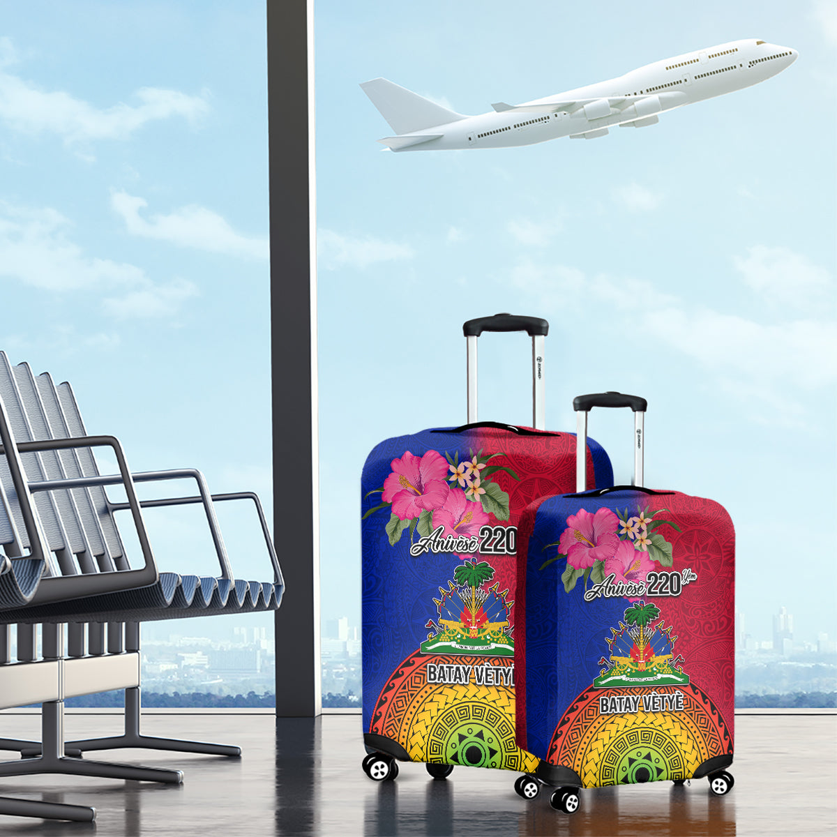 Haiti Battle of Vertieres Luggage Cover The Haitian Revolution 220th Anniversary Polynesian Style LT03 - Polynesian Pride