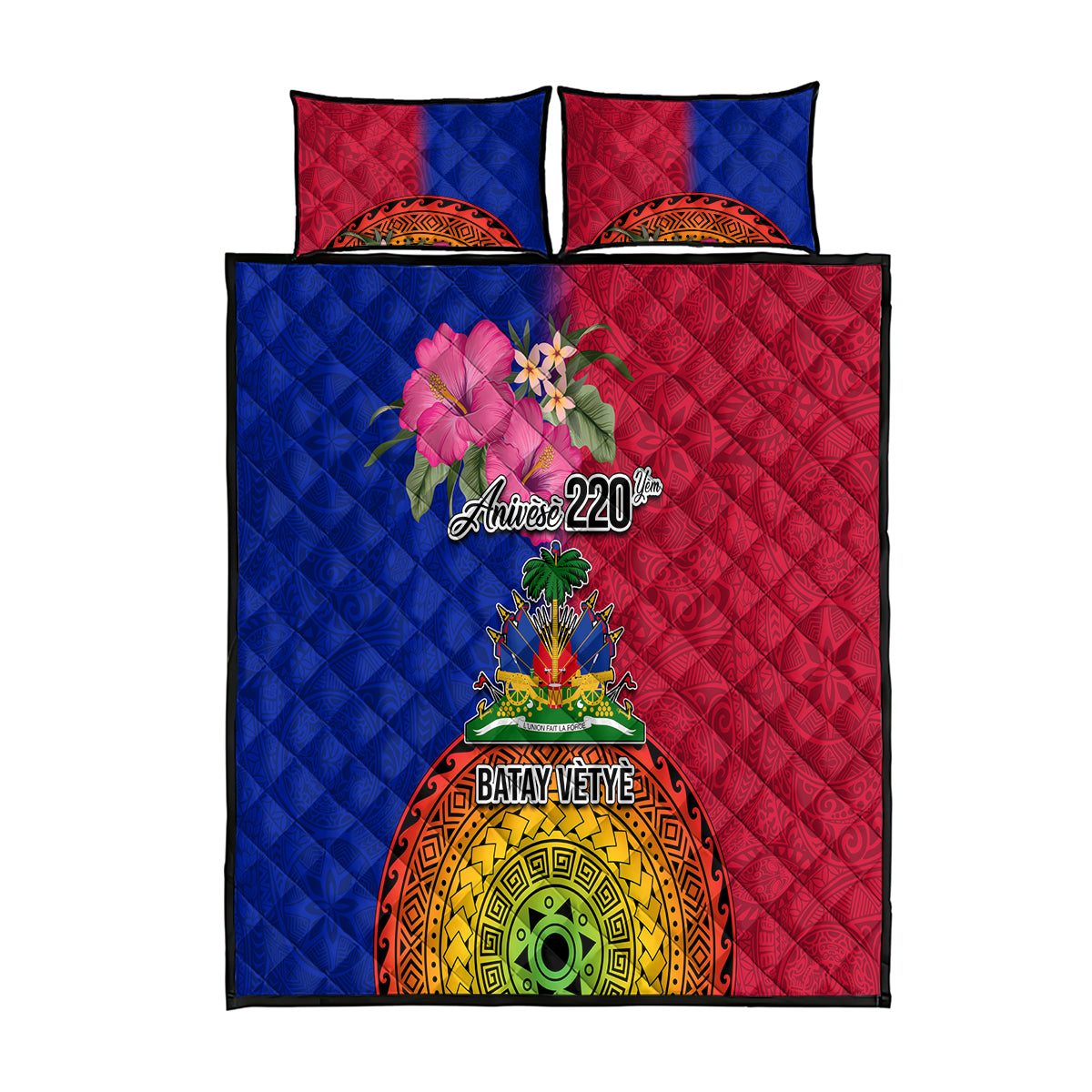 Haiti Battle of Vertieres Quilt Bed Set The Haitian Revolution 220th Anniversary Polynesian Style LT03 Red - Polynesian Pride