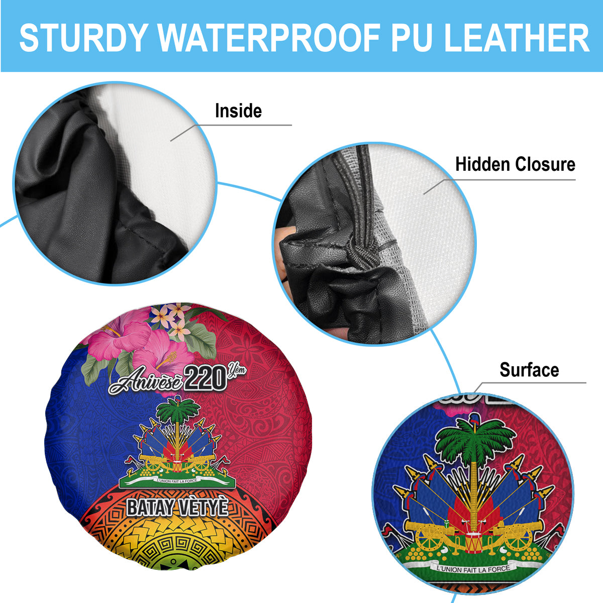 Haiti Battle of Vertieres Spare Tire Cover The Haitian Revolution 220th Anniversary Polynesian Style LT03 - Polynesian Pride