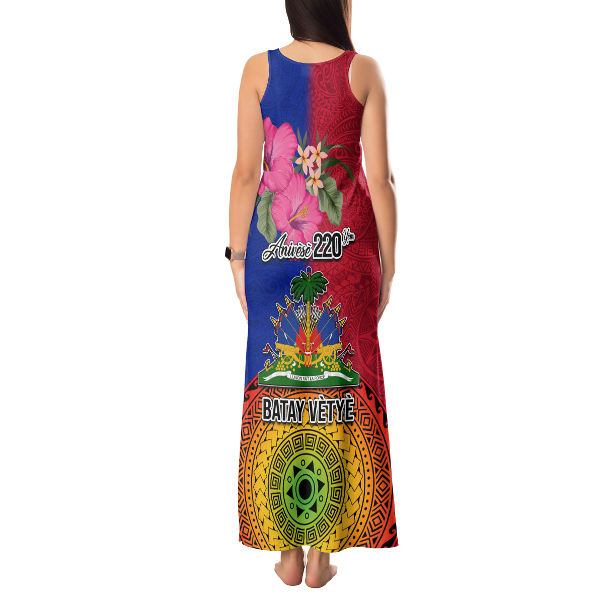 Haiti Battle of Vertieres Tank Maxi Dress The Haitian Revolution 220th Anniversary Polynesian Style LT03 - Polynesian Pride