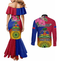 Personalised Haiti Battle of Vertieres Couples Matching Mermaid Dress and Long Sleeve Button Shirt The Haitian Revolution 220th Anniversary Polynesian Style LT03 - Polynesian Pride