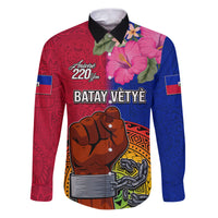 Personalised Haiti Battle of Vertieres Family Matching Puletasi Dress and Hawaiian Shirt The Haitian Revolution 220th Anniversary Polynesian Style LT03 Dad's Shirt - Long Sleeve Red - Polynesian Pride