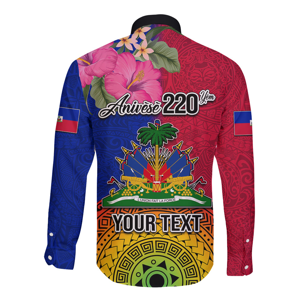 Personalised Haiti Battle of Vertieres Long Sleeve Button Shirt The Haitian Revolution 220th Anniversary Polynesian Style LT03 - Polynesian Pride