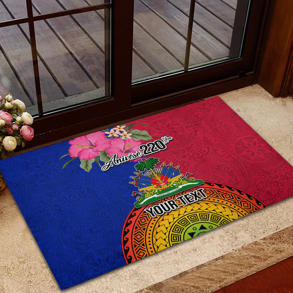 Personalised Haiti Battle of Vertieres Rubber Doormat The Haitian Revolution 220th Anniversary Polynesian Style LT03 - Polynesian Pride