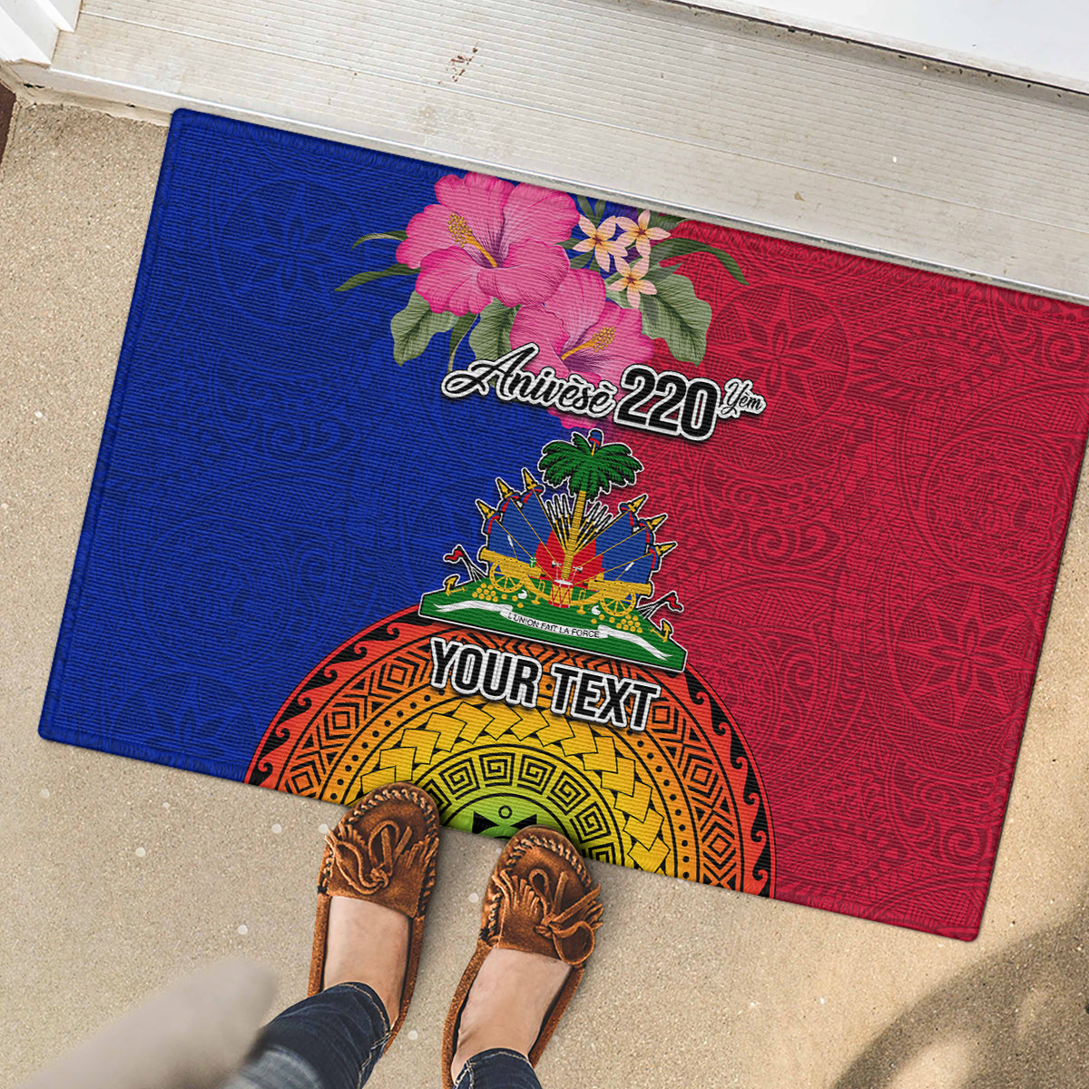 Personalised Haiti Battle of Vertieres Rubber Doormat The Haitian Revolution 220th Anniversary Polynesian Style LT03 - Polynesian Pride