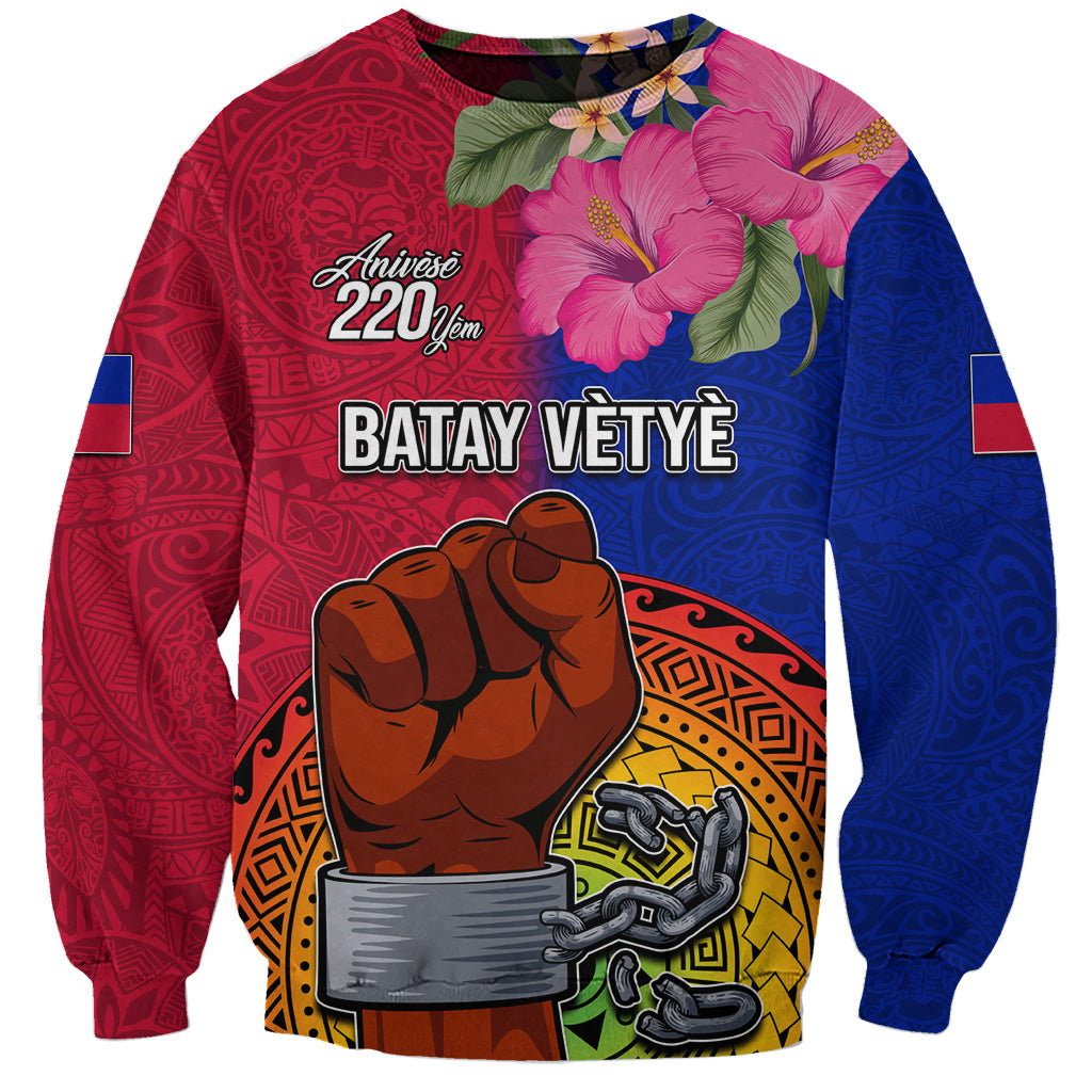 Personalised Haiti Battle of Vertieres Sweatshirt The Haitian Revolution 220th Anniversary Polynesian Style LT03 Unisex Red - Polynesian Pride