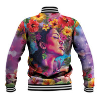 Polynesian Women Baseball Jacket Tropical Plant - Vibrant Surreal Dreamscape Vibe