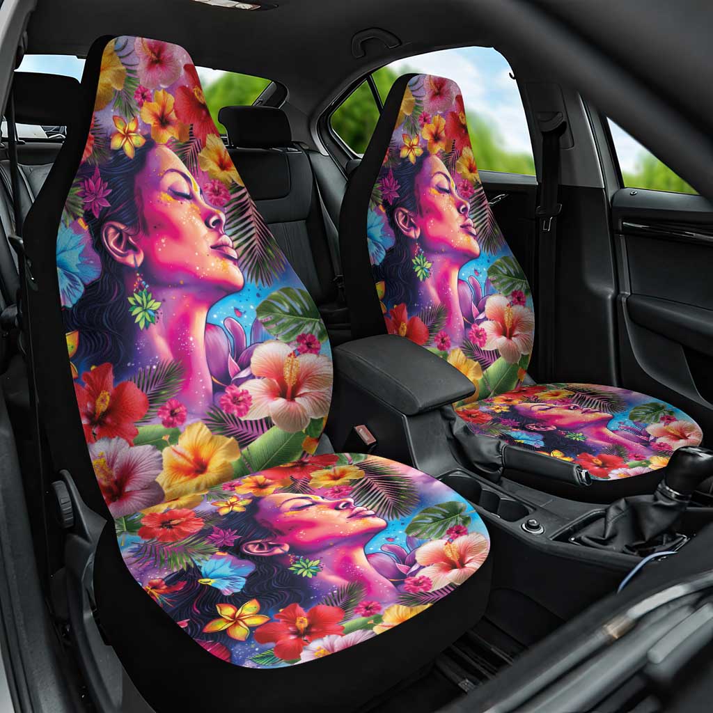 Polynesian Women Car Seat Cover Tropical Plant - Vibrant Surreal Dreamscape Vibe