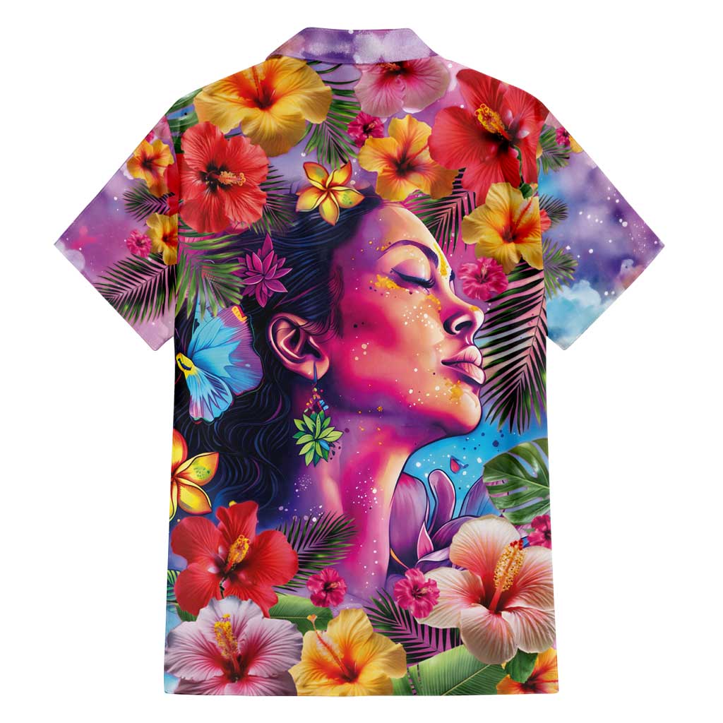 Polynesian Women Family Matching Summer Maxi Dress and Hawaiian Shirt Tropical Plant - Vibrant Surreal Dreamscape Vibe