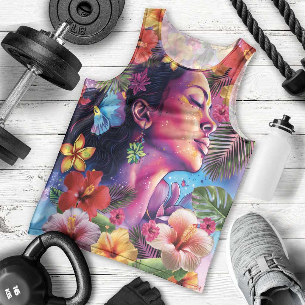 Polynesian Women Men Tank Top Tropical Plant - Vibrant Surreal Dreamscape Vibe