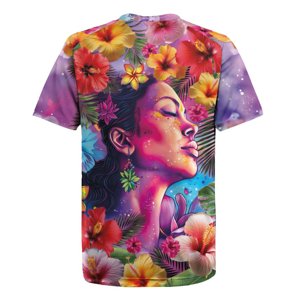 Polynesian Women Rugby Jersey Tropical Plant - Vibrant Surreal Dreamscape Vibe