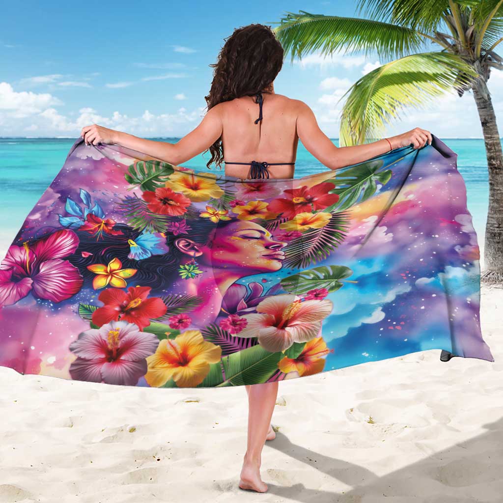 Polynesian Women Sarong Tropical Plant - Vibrant Surreal Dreamscape Vibe