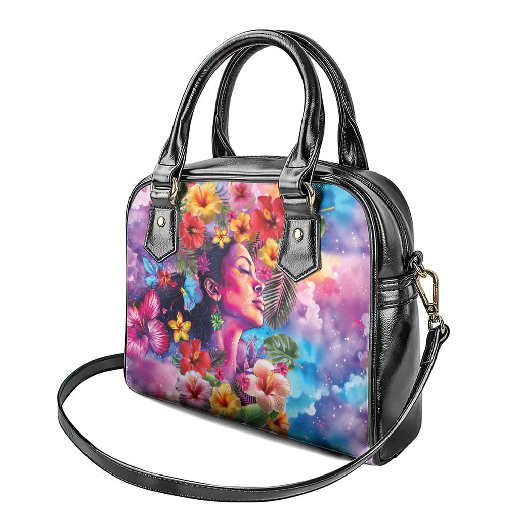 Polynesian Women Shoulder Handbag Tropical Plant - Vibrant Surreal Dreamscape Vibe