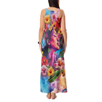Polynesian Women Tank Maxi Dress Tropical Plant - Vibrant Surreal Dreamscape Vibe