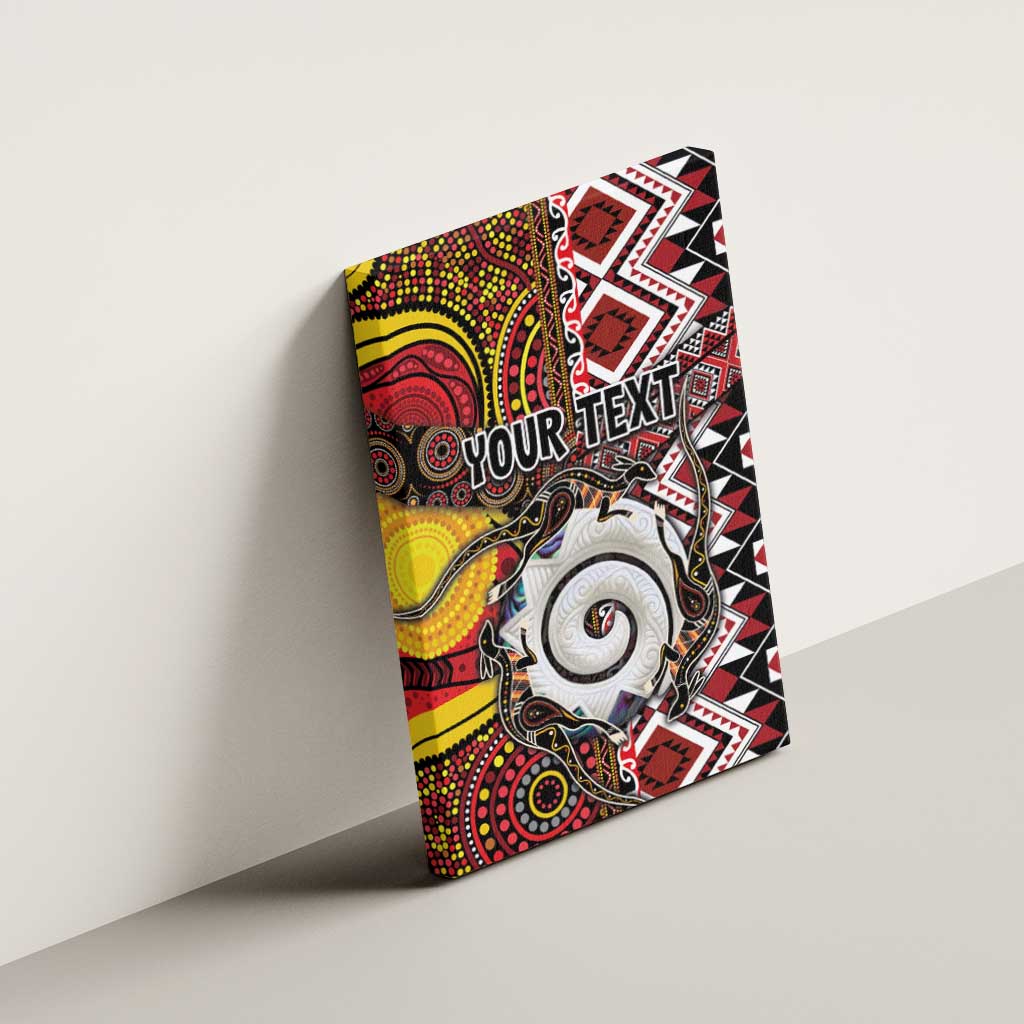 Personalised Aotearoa and Australia Together Canvas Wall Art Koru and Kangaroo - Taniko with Aboriginal Motif