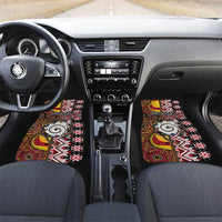 Personalised Aotearoa and Australia Together Car Mats Koru and Kangaroo - Taniko with Aboriginal Motif