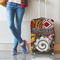 Personalised Aotearoa and Australia Together Luggage Cover Koru and Kangaroo - Taniko with Aboriginal Motif