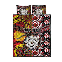 Personalised Aotearoa and Australia Together Quilt Bed Set Koru and Kangaroo - Taniko with Aboriginal Motif