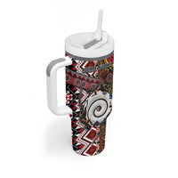 Personalised Aotearoa and Australia Together Tumbler With Handle Koru and Kangaroo - Taniko with Aboriginal Motif