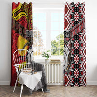 Personalised Aotearoa and Australia Together Window Curtain Koru and Kangaroo - Taniko with Aboriginal Motif