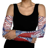 Hawaiian Manta Ray and Hammerhead Shark Tribal Tattoo Arm Sleeves with Polynesian Tribal Pattern Hawaii Flag Color